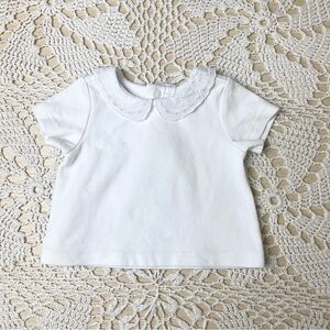Edgehill Collection Baby Girl 3 Months White Embroidered Collar Shirt